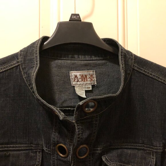 A.M.I. Women's 3X Dark Wash Denim Jacket Grommets 3/4 Sleeve - Picture 5 of 11